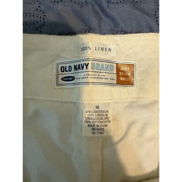 OLD NAVY Women’s Size 16 100% Linen White Lined Wide Leg Crop Pants - Picture 3 of 5